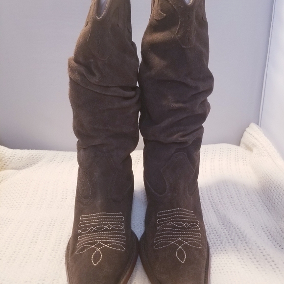 Steve madden saddle slouchy western cowgirl genuine suede boots sz 9.5m * - Picture 6 of 7